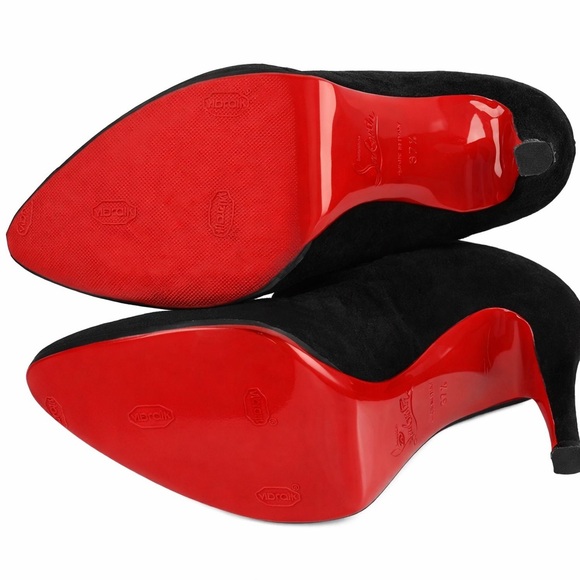 Christian Louboutin "Resillissima 100" Lace Net Stiletto Buckle Suede Heels - Picture 14 of 14